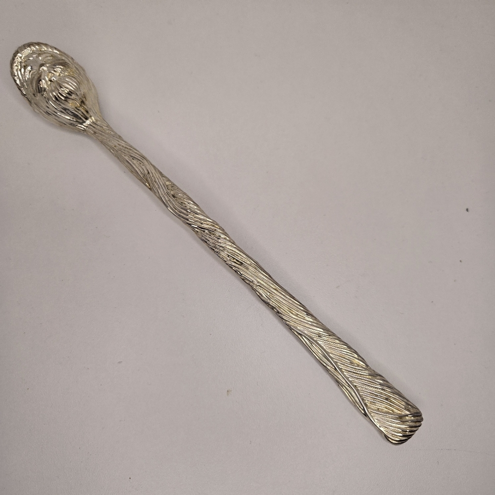 Vintage Silver Tone Metal Santa Claus Head Candle Snuffer 9.5" Long